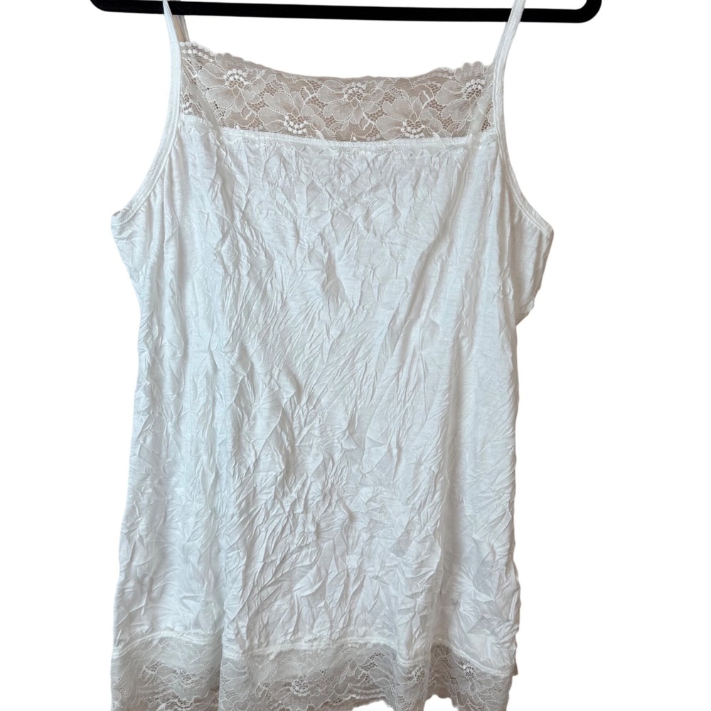 SALE Maurice's White Lace Trim Camisole Slip Tank Top Women Size‎ 1 Polyester